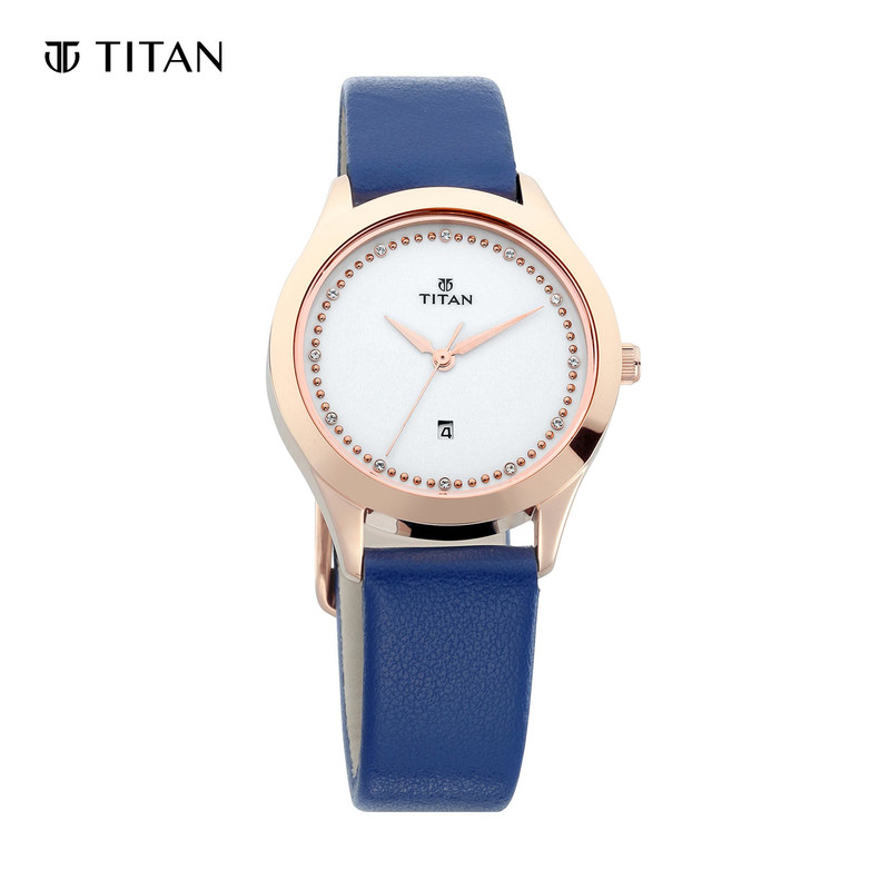 Titan Sparkle White Dial Analog Date Function Watch for Women 2570WL02