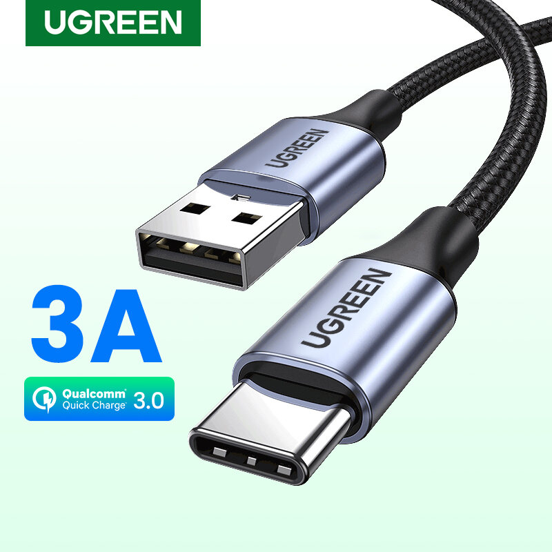 UGREEN 3A Type-c Nylon Braid USB Type C Cord for Samsung A71 Samsung Galaxy S20 Fast Charging Data Cable for Poco x3 nfc Huawei P40