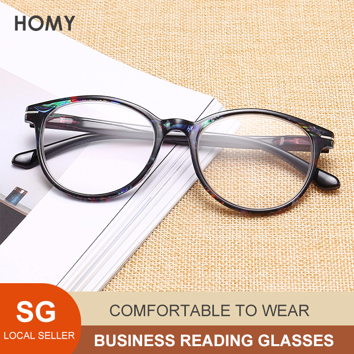 [SG Seller](Gift for parents)HOMY Presbiopic Comfortable Fashion HD Reading Glasses Presbyopia Eyeglasses Portable Ultra Light High Quality 2022 Unisex(HM9044T)Purple +100 +150 +200 +250 +300 +1.0 +1.