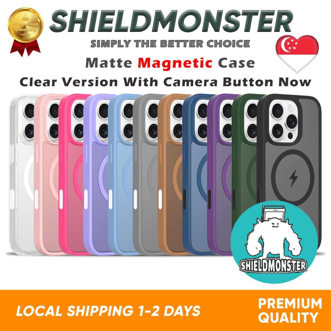 Shieldmonster Matte Magsafe iPhone Case 16 Pro Max/16 Pro/15 Pro Max/15 Pro/15/15 Plus/14 Pro Max/14 Pro/14/14 Max/13 Pro Max / 12/ 11/ XS/ XR/ X/ 8 Casing Clear Hard Soft Transparent Clear TPU cover