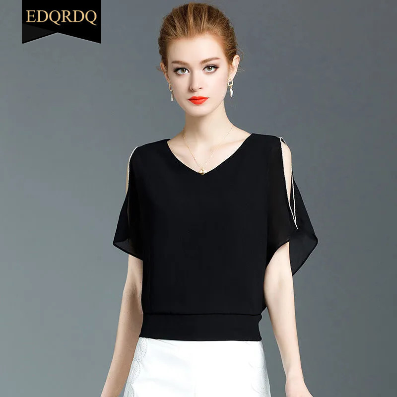 EDQRDQ Womens Blouses and Tops Dressy Ladies Valentines Cold Shoulder Shirt  Elegant 2022 Blouse