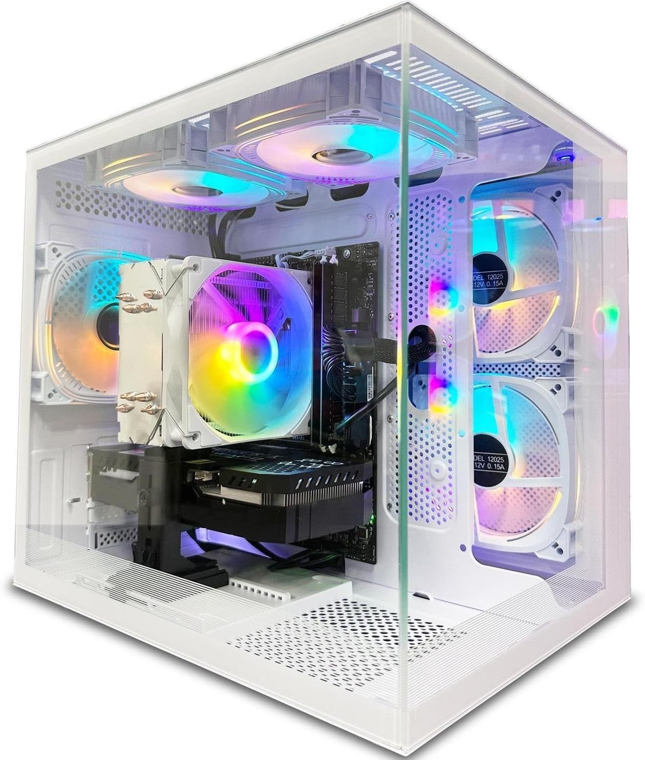 PreBuilt Gaming PC AMD Ryzen7 8700F(8Core 16Threads Up to 5.0G) | 32G DDR5 RAM | Nvme 1TB SSD | RTX 4060 8G | WiFi 6 Desktop Computers White